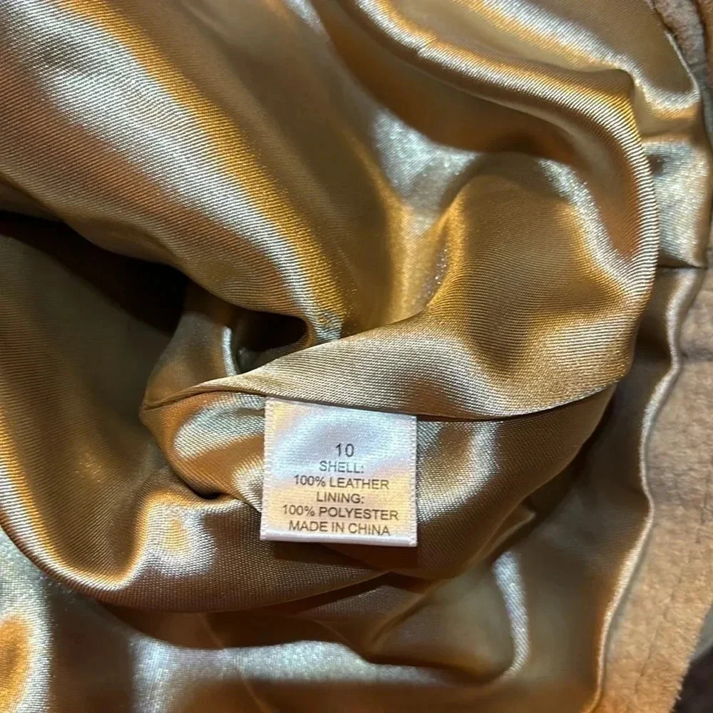 Madison Tan Suede Leather jacket Women’s 10 Stitch detail